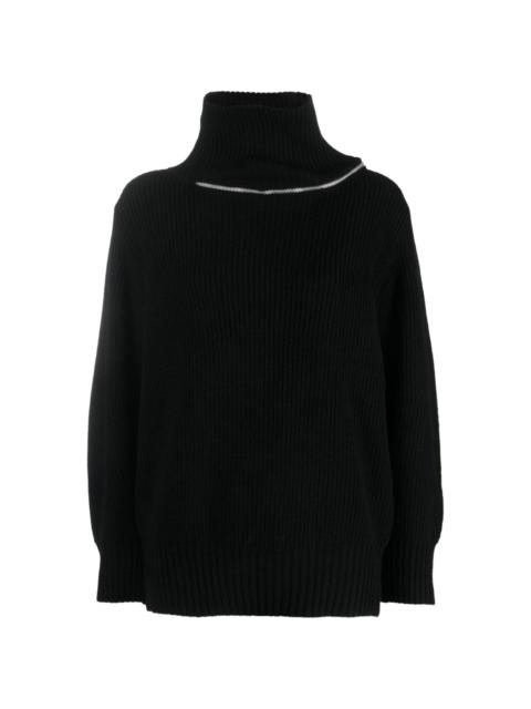 sacai zip-detail wool jumper