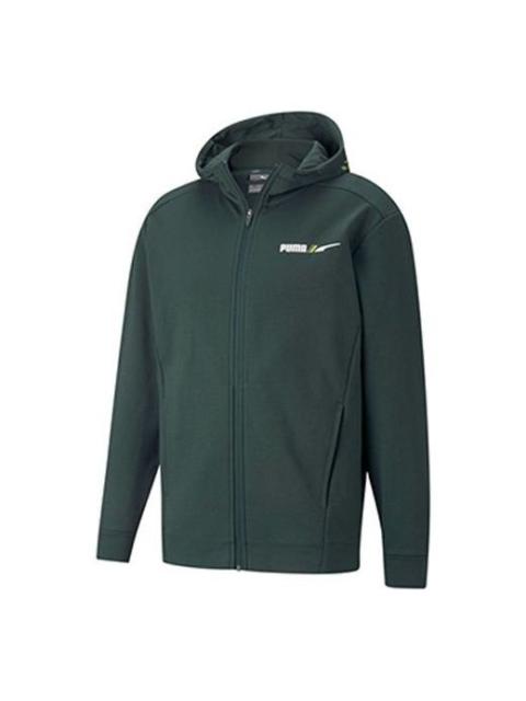 PUMA Winterized Logo Sports Fleece Lined Hooded Jacket Green 846528-80