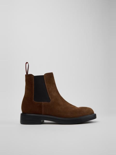CAMPER Dean Brown Suede Ankle Boots for Men.