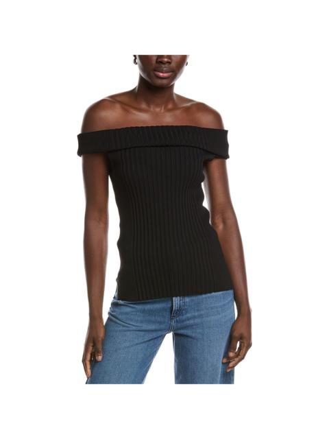 GANNI GANNI Melange Knit Off Shoulder Top