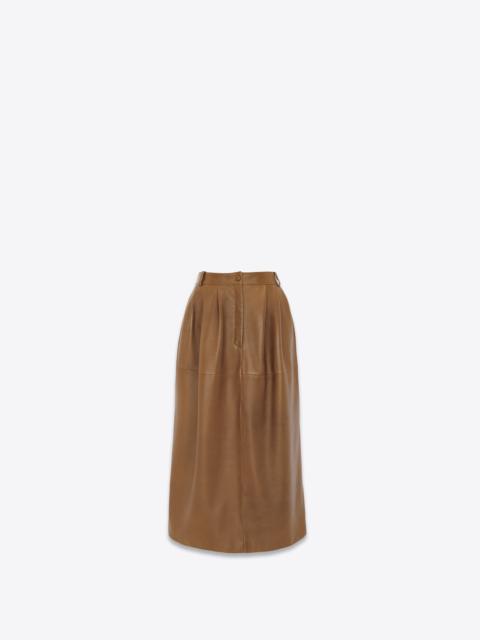 Saint Laurent lamskin pencil midi skirt - Brown