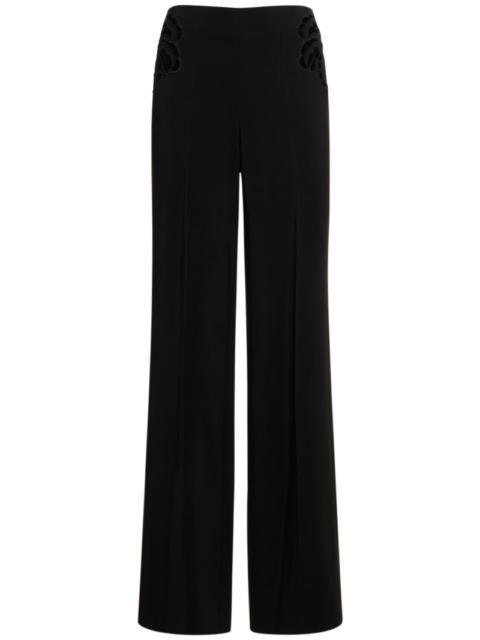 Embroidered viscose straight pants