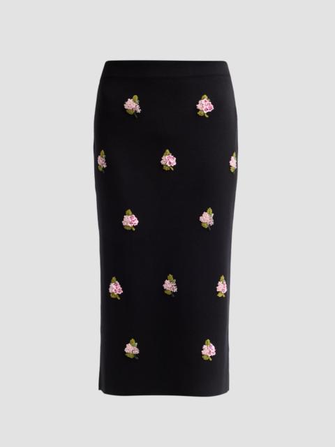 CAROLINA HERRERA Women's Floral-Beaded Silk-Cotton Pencil Skirt - Black Multi
