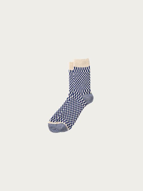 ROTOTO® Checkerboard Pattern Socks - Blue