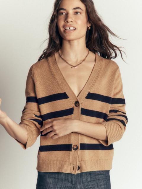 BODEN Lucy Relaxed Cotton Cardigan-Camel Melange, Stripe