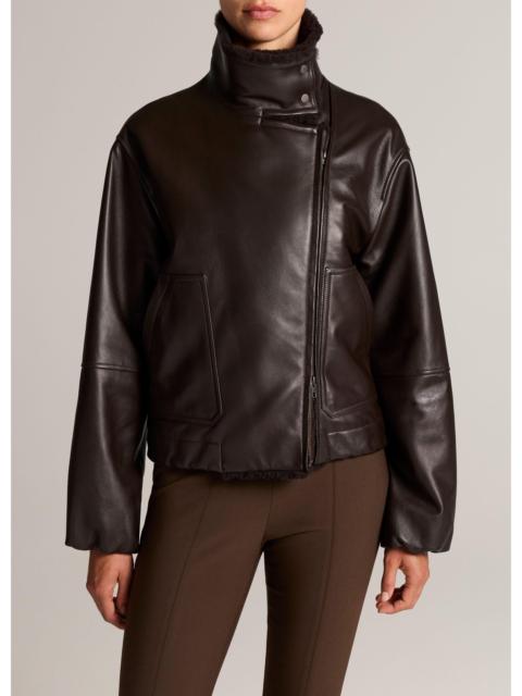 Vince Shearling-Trim Leather Jacket