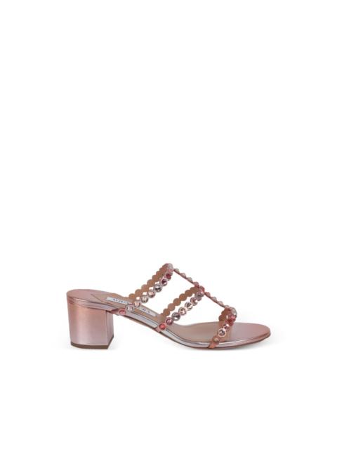 AQUAZZURA Tequila crystal-embellished scalloped sandals