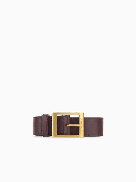 GIORGIO ARMANI ADJUSTABLE SMOOTH LEATHER BELT WITH PRONG BUCKLE
