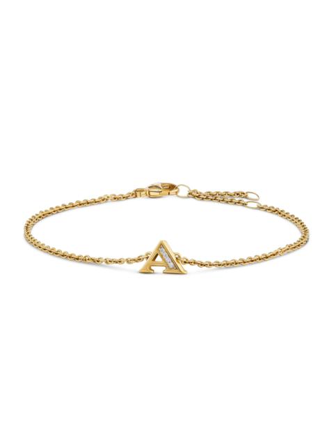 DAVID YURMAN Women's Petite Pavé Initial Chain Bracelet in 18K Yellow Gold - Initial A