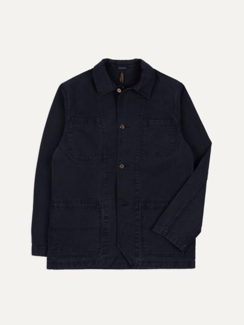 Drake's Navy Twill Mitred Chore Jacket