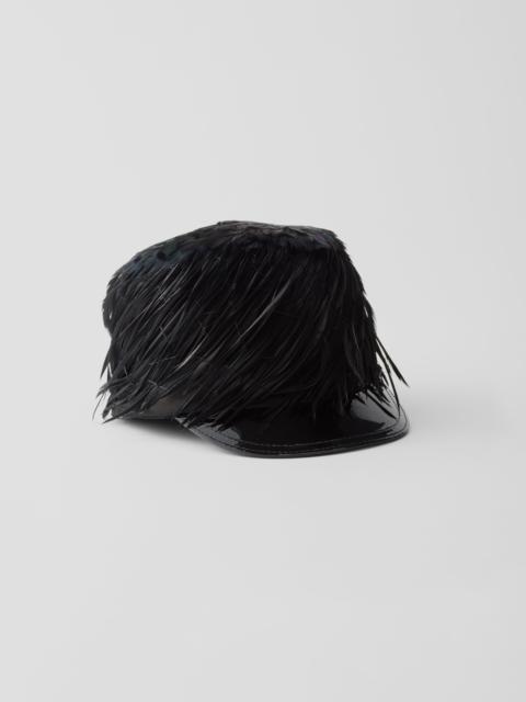 Patent leather and feather hat