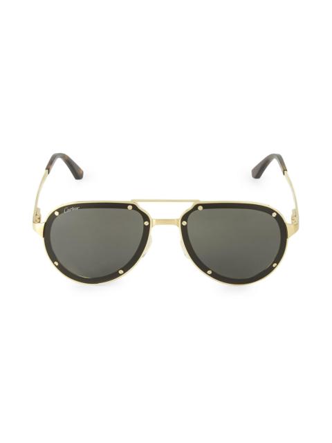 Cartier Men's 60MM Aviator Titanium Sunglasses - Gold