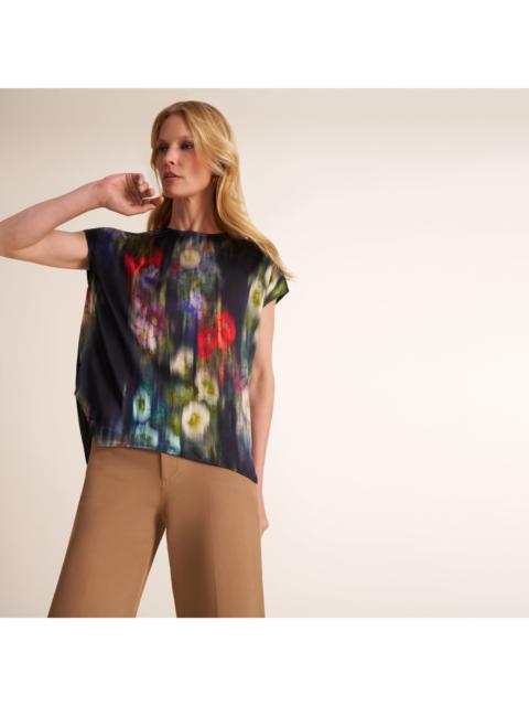 M.M.LaFleur Didion Drape Top - Printed Silk Charmeuse Blend