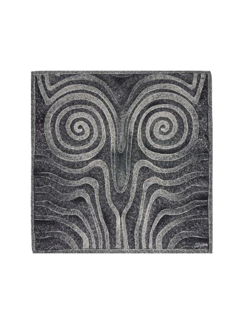 Jean Paul Gaultier Black & Gray 'The Spirale' Printed Silk Scarf