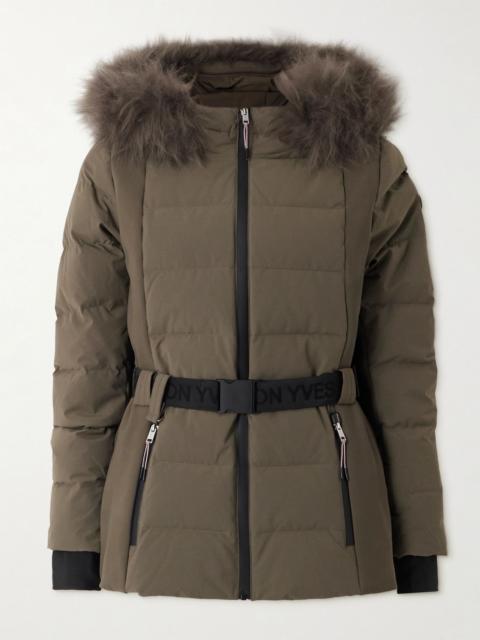 Yves Salomon Belted shell down ski jacket Light brown