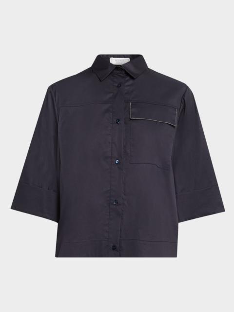 PESERICO Boxy Stretch Cotton Shirt