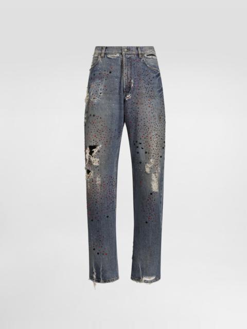 Dolce & Gabbana Denim trousers with rhinestones