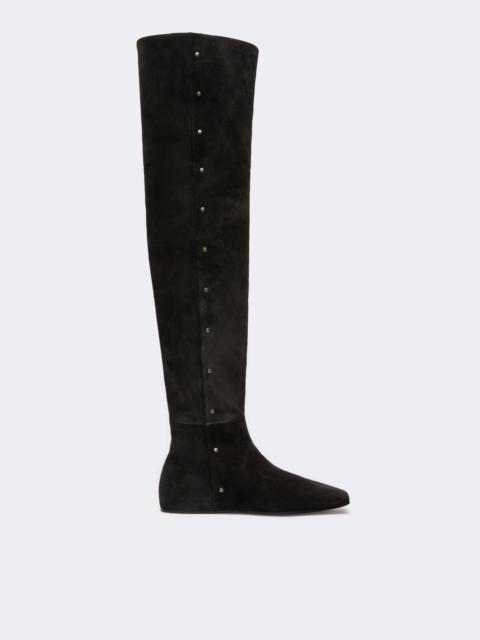 Max Mara PIETRA Studded split leather boots - DARK GREY