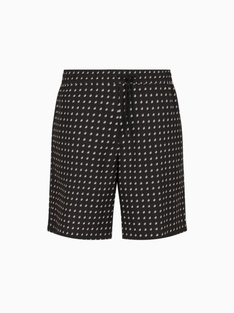 EMPORIO ARMANI ASV Lyocell-blend drawstring Bermuda shorts with all-over print
