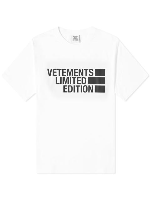 VETEMENTS VETEMENTS Big Logo Limited Edition Tee