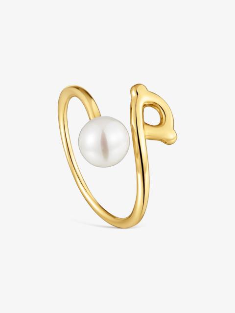 TOUS 9kt gold bear-motif and cultured pearl Ring TOUS Infinity