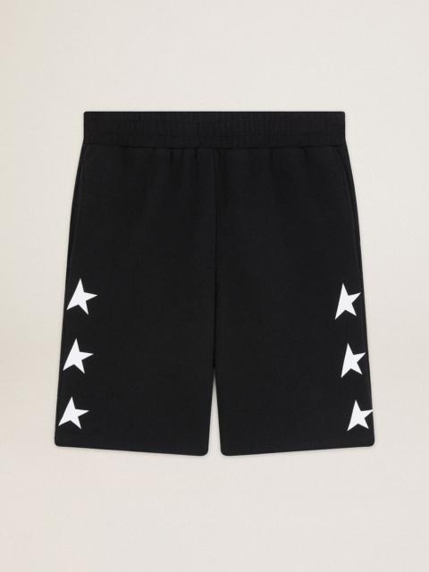 Golden Goose Men's black bermuda shorts with white stars