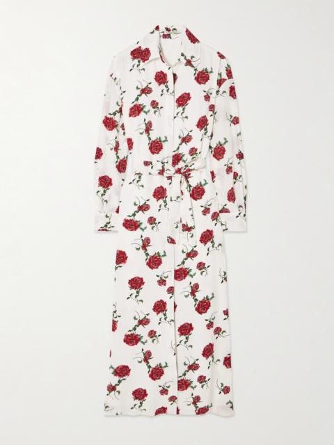 EMILIA WICKSTEAD Deirdre Belted Floral-print Silk-crepe Midi Shirt Dress