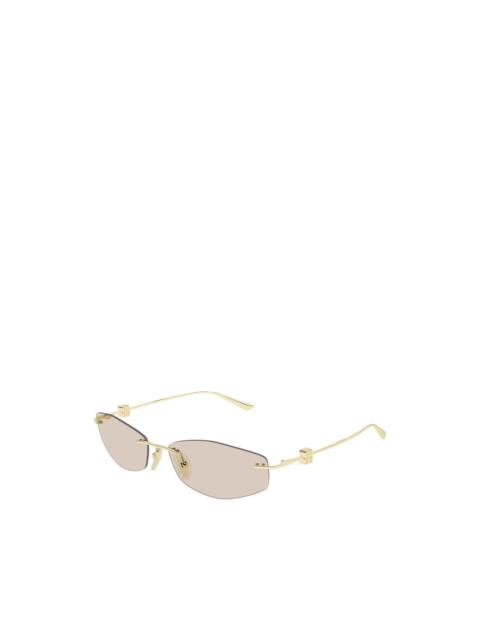 BALENCIAGA Nano BB-logo geometric-frame sunglasses