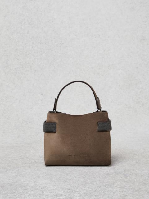 Suede bag with precious bands