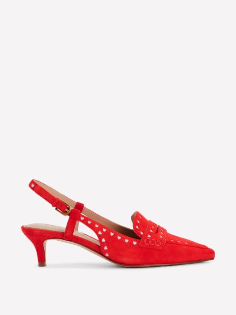BODEN Brogue Slingback Kitten Heel-Red