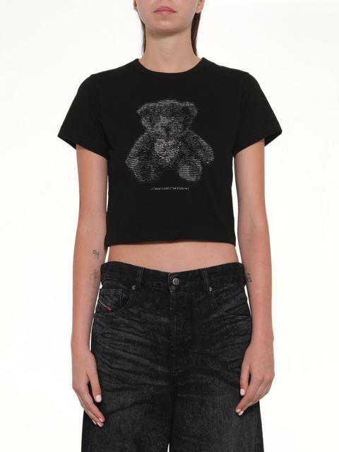 We11done Bear Print Slim-Fit T-Shirt in Black