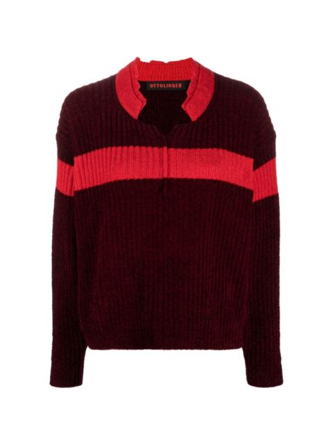OTTOLINGER striped-detail ribbed-knit jumper