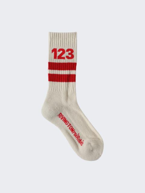 RIVINGTON roi Rebis 123 Socks Vintage White And Red