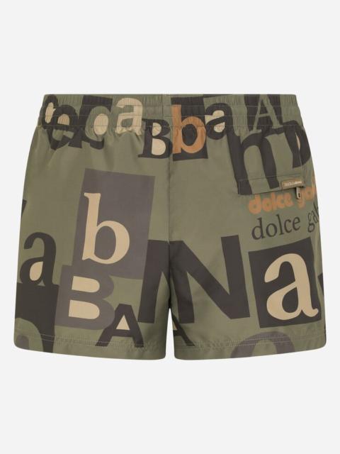 Dolce & Gabbana Short swim trunks with all-over logo print