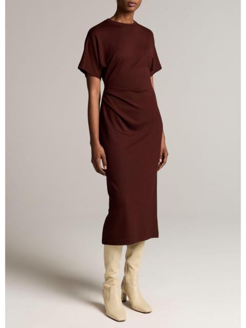 Vince Ruched-Side Knit Short-Sleeve Dress