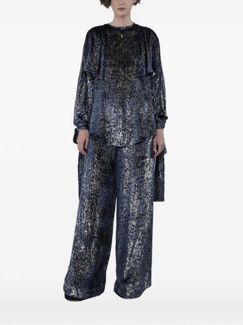 BIYAN velvet cutout-sleeve blouse