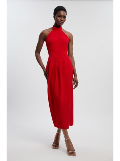 KAREN MILLEN Petite Soft Tailored Halter Neck Midi Dress