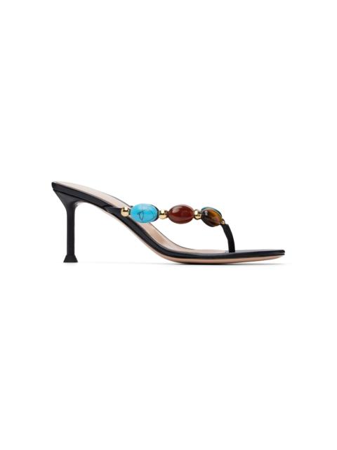 Gianvito Rossi Black Shanti Thong 70 Heeled Sandals