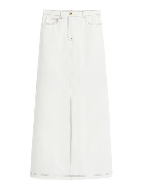 Tumbled Cotton Midi Skirt white