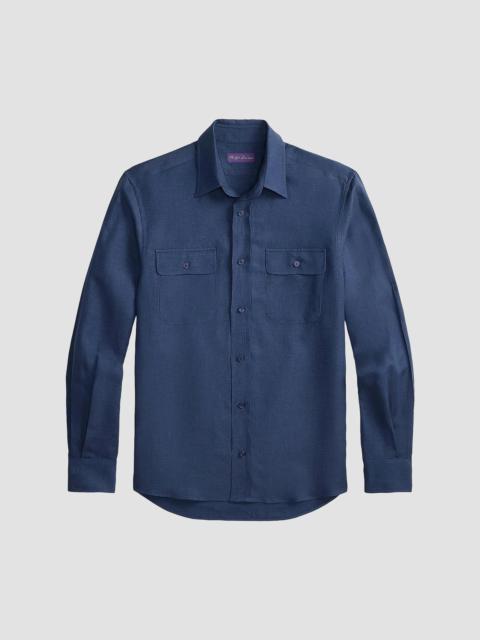 Ralph Lauren Men's Silk-Linen Button-Front Shirt - Steel Blue