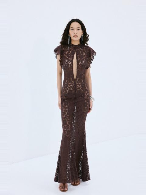 De La Vali LAIA MAXI DRESS IN BROWN LACE