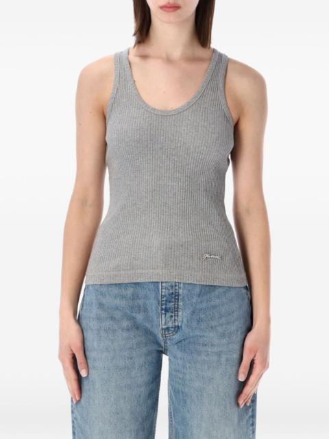 GANNI ribbed-knit logo-embellished tank top