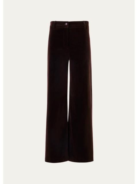 AKRIS Caia Velvet Straight-Leg Crop Trousers