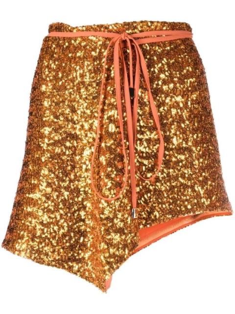 THE ATTICO asymmetric sequined miniskirt