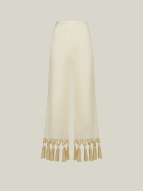 Taller Marmo Marlino Fringed Pants in Ivory