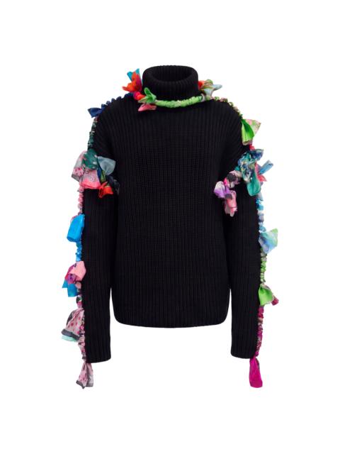 Marine Serre REGENERATED SILK SCARVES HIGH NECK SWEATER