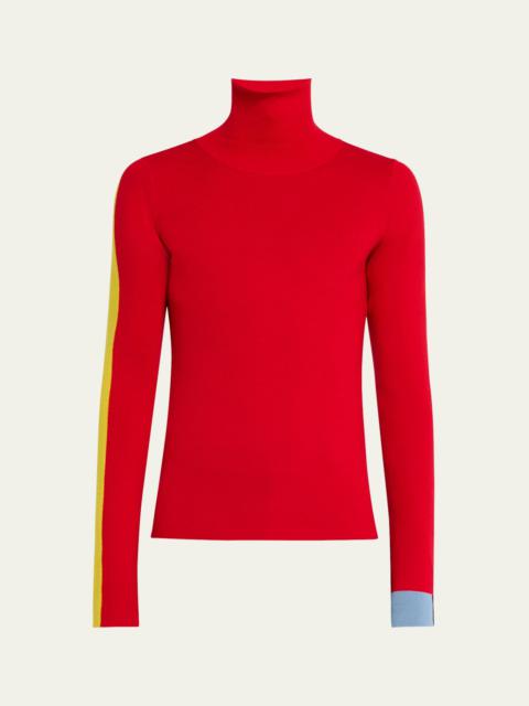 ZANKOV Men's Turtleneck with Colorblock Sleeves