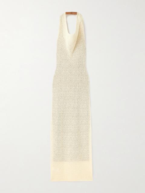 SIR. Celestino Pointelle-knit Halterneck Maxi Dress