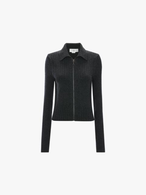 Victoria Beckham Zip Jumper In Ore Melange