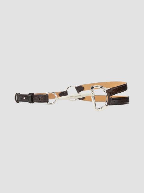 Ralph Lauren Women's Bombé Leather Skinny Belt - Vintage Brown